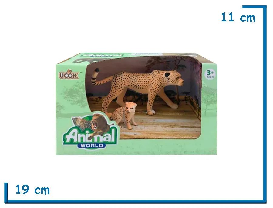 ANIMAL WORLD GUEPARDO Y CACHORRO SENTADO