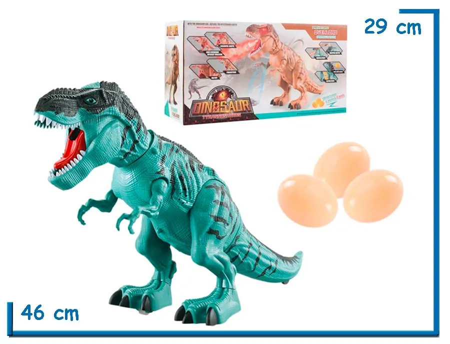DINOMIGHT T-REX AZUL DINOSAUR SPRAY PONE HUEVOS LUZ Y SONIDO