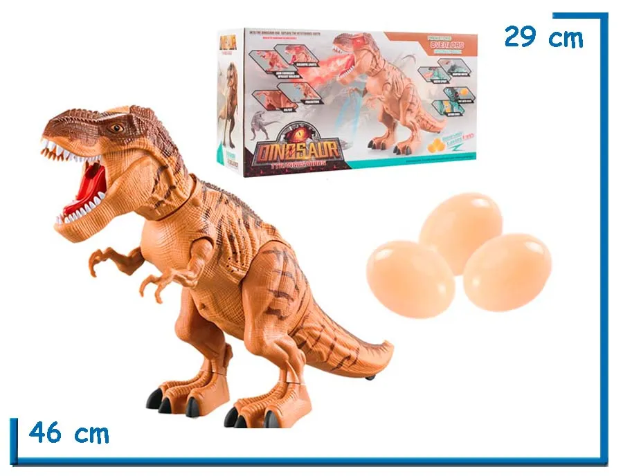 DINOMIGHT T-REX MARRON DINOSAUR SPRAY PONE HUEVOS LUZ Y SONIDO