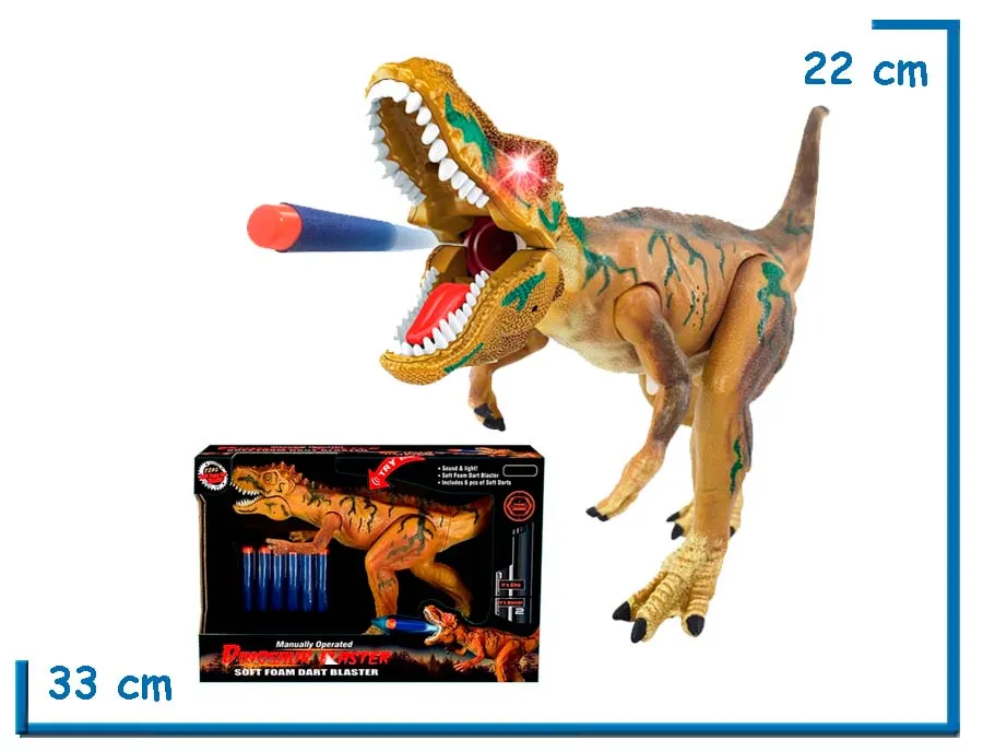 DINOMIGHT T-REX MARRON DINOSAUR BLASTER LUZ Y SONIDO