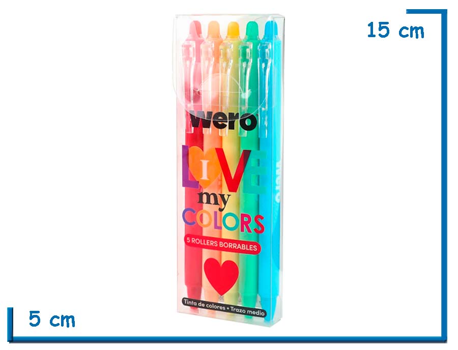 LIVE MY COLORS 5X ROLLERS BORRABLES TINTA DE COLORES TRAZO MEDIO