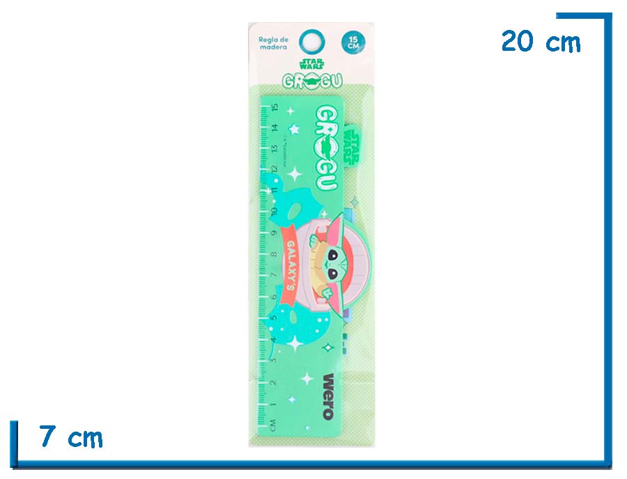 STAR WARS REGLA DE MADERA 15CM GROGU
