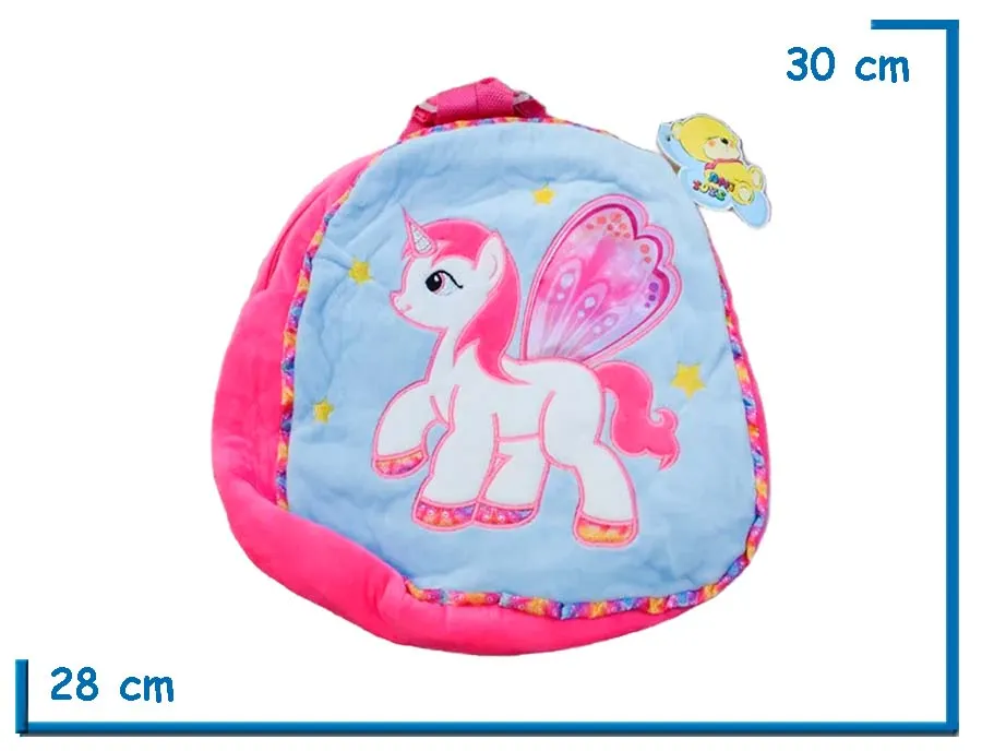 MOCHILA ESPALDA PELUCHE UNICORNIO FUCSIA 30CM