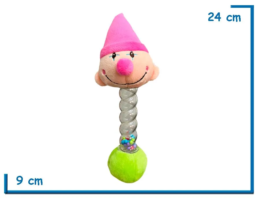 SONAJERO PELUCHE PAYASO GORRO FUCSIA 24CM