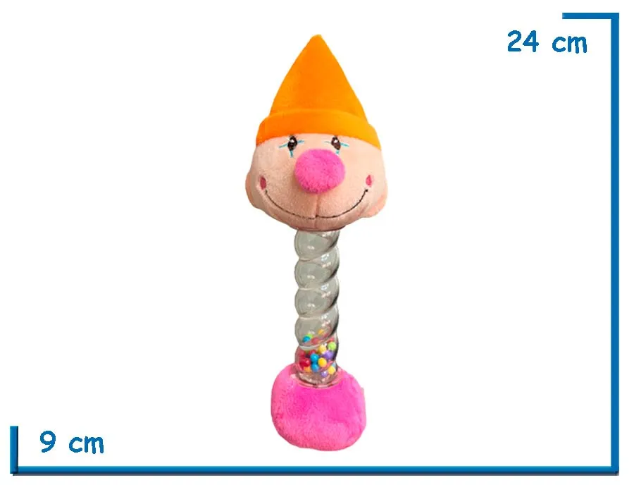 SONAJERO PELUCHE PAYASO GORRO NARANJA 24CM