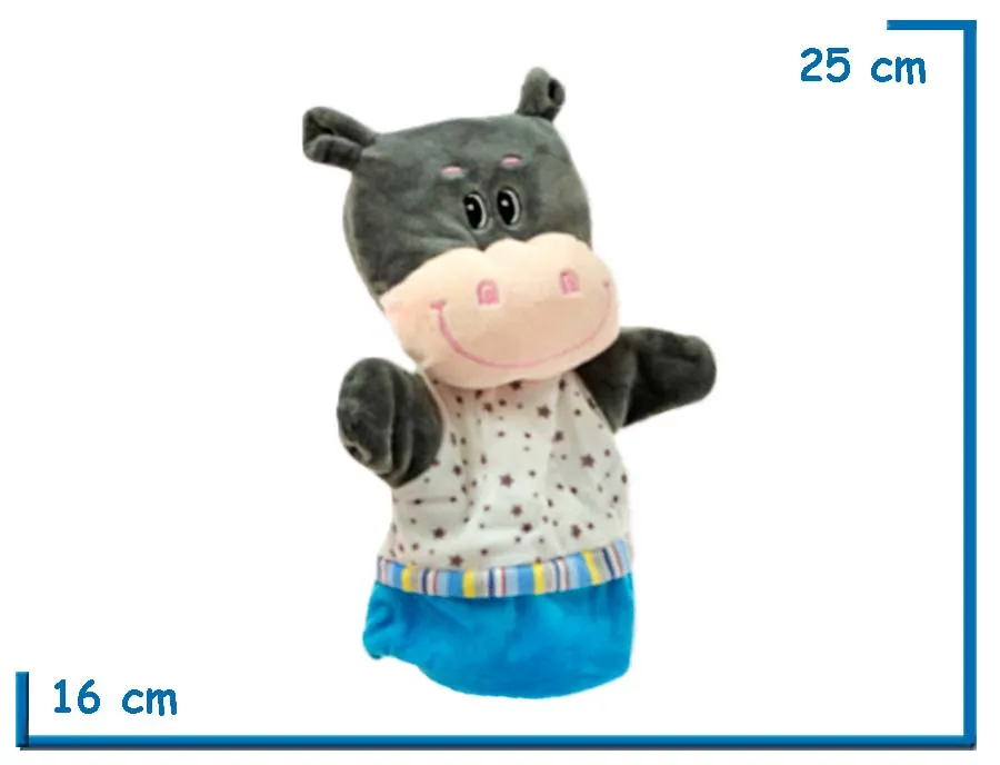 TITERE HIPOPOTAMO CON REMERA ESTRELLAS 25CM