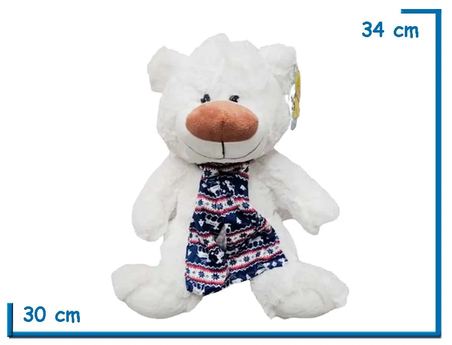 PELUCHE OSO BLANCO CON BUFANDA 34CM