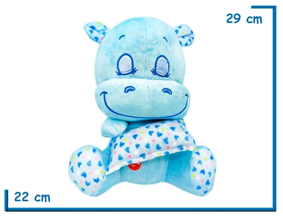 PELUCHE HIPOPOTAMO CELESTE CON ALMOHADA Y SONIDO