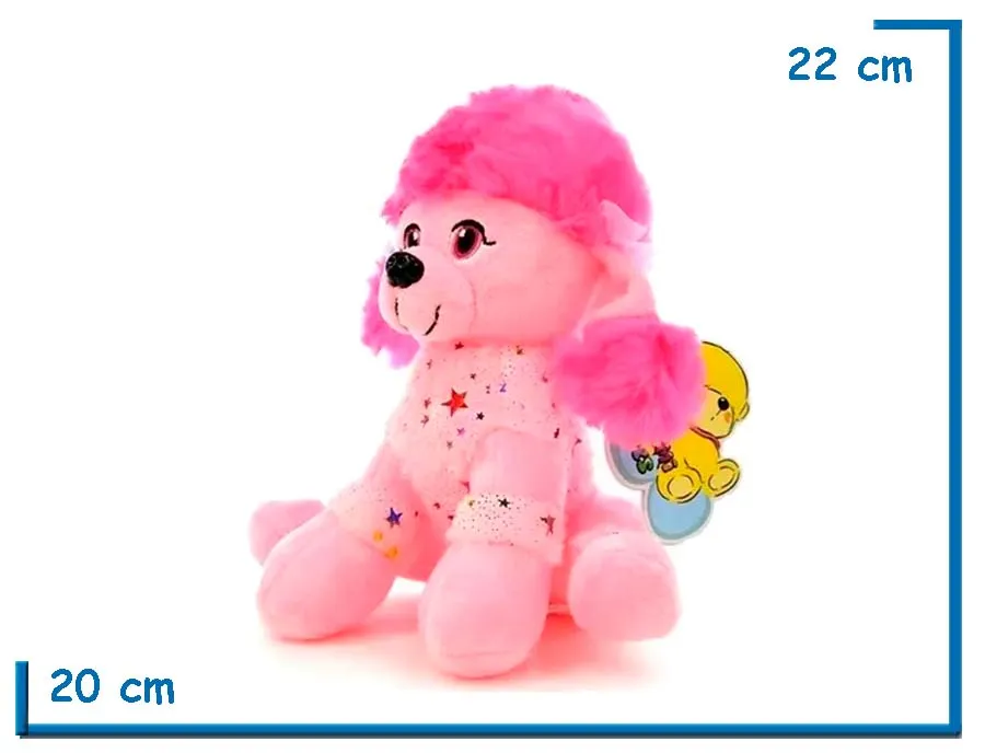 PELUCHE PERRO ROSA SENTADO CON ESTRELLAS 22CM