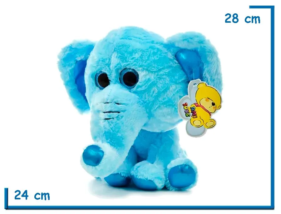 PELUCHE ELEFANTE CELESTE SENTADO 28CM