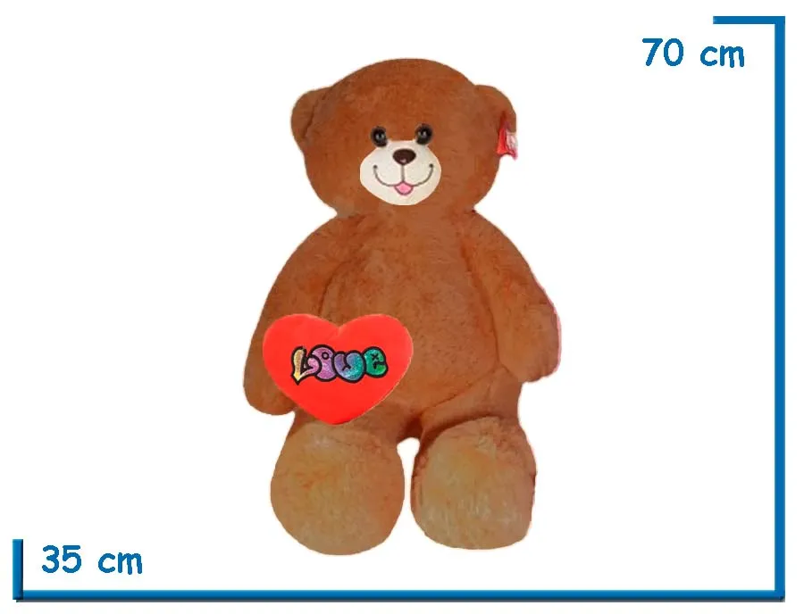 PELUCHE OSO MARRON CON CORAZON 80CM