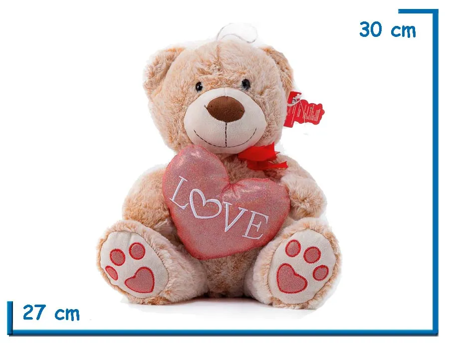 PELUCHE OSO CON HUELLAS Y CORAZON 30CM