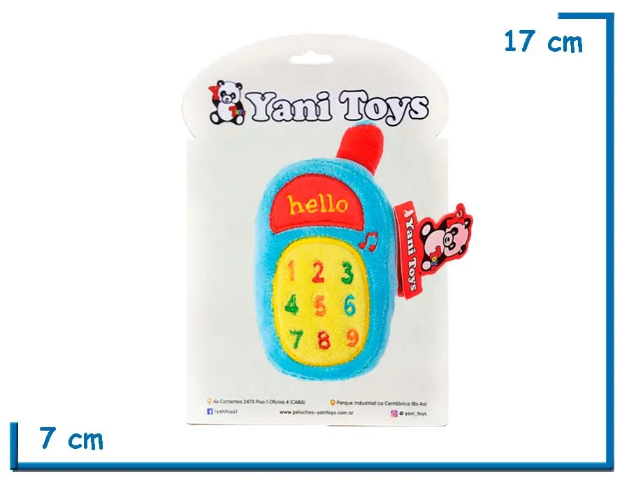 SONAJERO PELUCHE CELULAR CELESTE 12CM