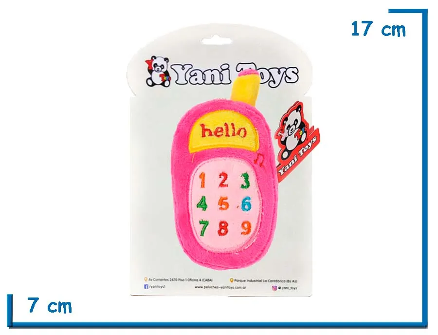 SONAJERO PELUCHE CELULAR ROSA 12CM